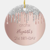 21e verjaardag roos goud glitter roze 21 zilver keramisch ornament (Achterkant)
