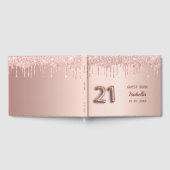 21e verjaardag roos goud glitter roze ballon gastenboek (Volledig)