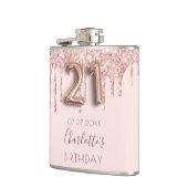 21e verjaardag roos goud glitter roze glazuur mono heupfles (Links)