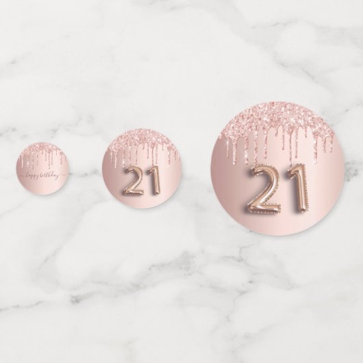 21e verjaardag roos goud glitter roze monogram confetti (Achterkanten)