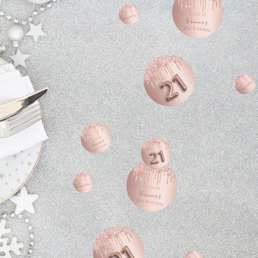 21e verjaardag roos goud glitter roze monogram confetti