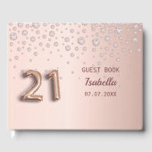 21e verjaardag roos gouddiamant elegant glazuur gastenboek (Voorkant)