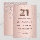 21e verjaardag roos gouddiamanten kaart (Voorkant / Achterkant)