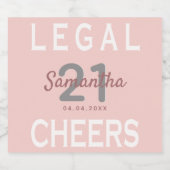 21e verjaardag roos gouden bruine roze juridische sparkling wijnetiket (Enkel label)