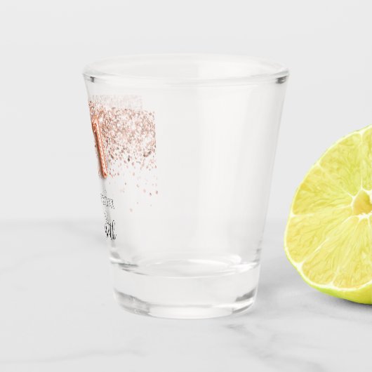 21e verjaardag roos gouden confetti naam shot glas (Rechts)