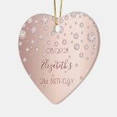 21e verjaardag roos gouden diamanten naam keramisch ornament (Links)