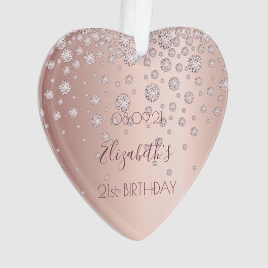 21e verjaardag roos gouden diamanten sparkle 21 ornament (voorkant)