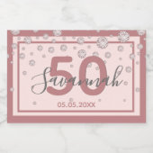 21e verjaardag roos gouden diamanten sparkling wijnetiket (Enkel label)