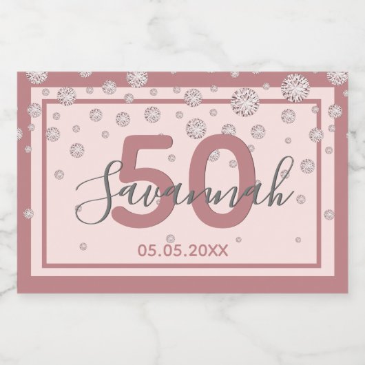 21e verjaardag roos gouden diamanten sparkling wijnetiket (Enkel label)