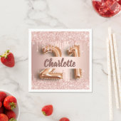 21e verjaardag roos gouden druppels servet (Insitu)