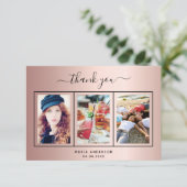 21e verjaardag roos gouden foto bedankt! bedankkaart (Staand voorkant)