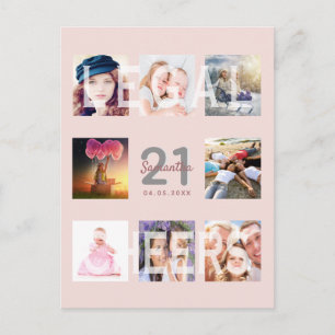 21e verjaardag roos gouden foto-uitnodiging briefkaart