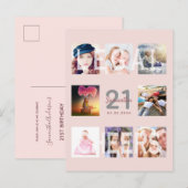 21e verjaardag roos gouden foto-uitnodiging briefkaart (Voorkant / Achterkant)