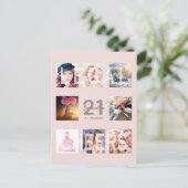 21e verjaardag roos gouden foto-uitnodiging briefkaart (Staand voorkant)