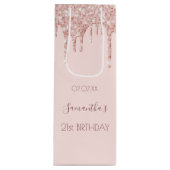 21e verjaardag roos gouden glitter druppelnaam wijn cadeautas (Voorkant)