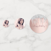 21e verjaardag roos gouden glitter foto zilver confetti (Achterkanten)