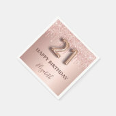 21e verjaardag roos gouden glitter roze ballonstij servet (Hoek)