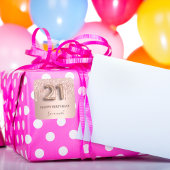 21e verjaardag roos gouden glitter roze ballonstij vierkante sticker