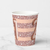 21e verjaardag Roos gouden glitter streep Papieren Bekers (Rechts)