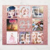 21e verjaardag roos gouden juridische glitter foto sparkling wijnetiket (Enkel label)