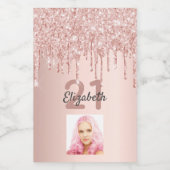 21e verjaardag roos gouden roze druppels foto wijn etiket (Enkel label)