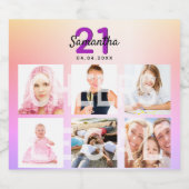 21e verjaardag roos gouden roze foto wettig juffro sparkling wijnetiket (Enkel label)