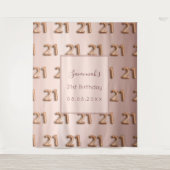 21e verjaardag roos gouden roze naam wandkleed (Voorkant)