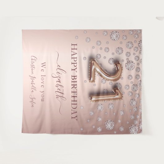 21e verjaardag roos gouden ruziezoekers vrienden wandkleed (Voorkant (horizontaal))