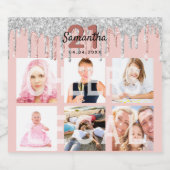 21e verjaardag roos gouden wettige glitter zilvere sparkling wijnetiket (Enkel label)