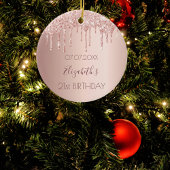 21e verjaardag roos gouden zwarte glitter druppeln keramisch ornament