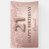 21e verjaardag roos gouden zwarte glitterdruppels spandoek (Verticaal)