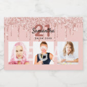 21e verjaardag roos gouden zwarte juridische glitt sparkling wijnetiket (Enkel label)