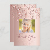 21e verjaardag roos gouden zwarte sterren foto bedankkaart (Voorkant / Achterkant)