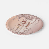 21e verjaardag Roos goudglitterdruppels Papieren Bordje (Gekanteld)