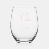 21e verjaardag roos goudnaam wijnglas zonder voet (Achterkant)