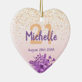 21e verjaardag roos goudroze floralnaam keramisch ornament (Rechts)