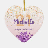 21e verjaardag roos goudroze floralnaam keramisch ornament (Voorkant)