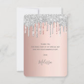 21e verjaardag roos goudroze zilverglitter foto bedankkaart (Achterkant)