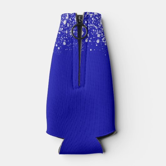 21e verjaardag royal blue Silver glitter name Flesjeskoeler (Achterkant)