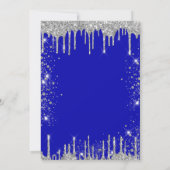 21e verjaardag royal blue zilver glitter stof glam kaart (Achterkant)