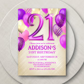 21e verjaardag roze ballonnen uitnodiging