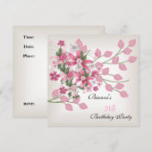 21e verjaardag  roze bloemen kaart (Voorkant / Achterkant)