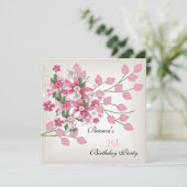 21e verjaardag  roze bloemen kaart (Staand voorkant)