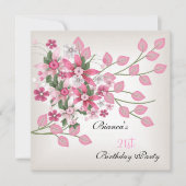 21e verjaardag roze bloemen kaart (Voorkant)