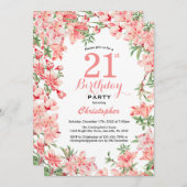 21e verjaardag Roze Boho botanische bloemen Kaart (Voorkant / Achterkant)