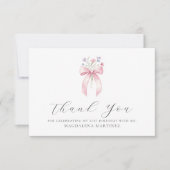 21e Verjaardag Roze Bow Wildflower Flat Bedankkaart (Voorkant)