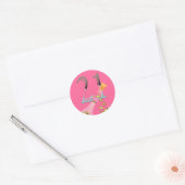 21e verjaardag roze champagne zilver nummer 21 ronde sticker (Envelop)