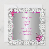 21e verjaardag Roze Floral Butterfly Silver White Kaart (Achterkant)
