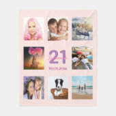 21e verjaardag roze fotocollage fleece deken (Voorkant)