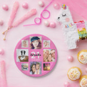 21e verjaardag roze fotocollage glitter papieren bordje (Feest)